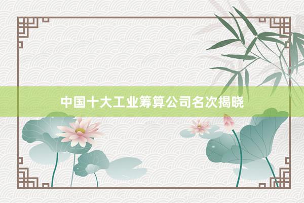 中国十大工业筹算公司名次揭晓